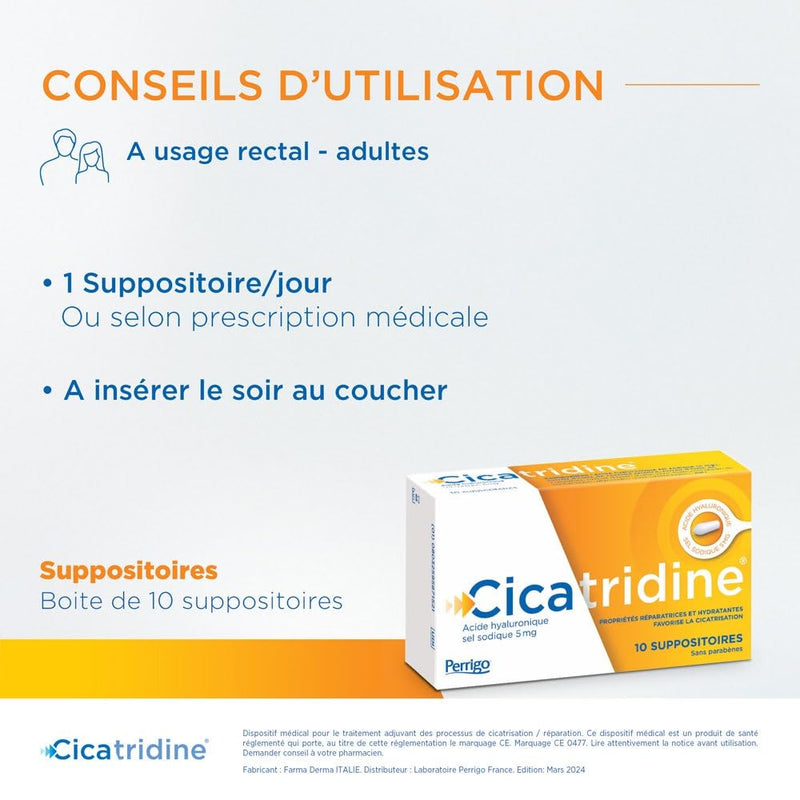 HRA Pharma Cicatridine Hyaluronic Acid 10 Suppositories