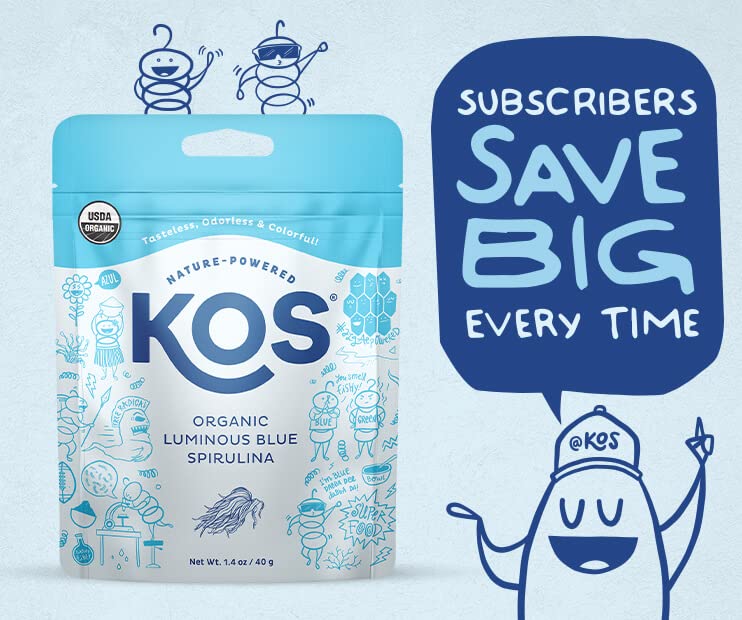[Australia] - KOS USDA Organic Blue Spirulina Powder, Phycocyanin - Vegan Algae Superfood - Natural Food Coloring for Smoothies & Protein Drinks, Plant Based, Non GMO - 27 Servings 3. Luminous Blue Spirulina Powder 