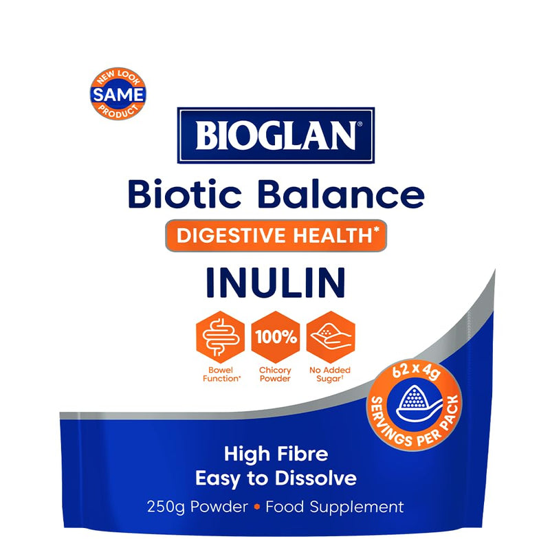 Bioglan Inulin Powder 250g | Chicory Root Fibre Supplement | Soluble Fibre for Normal Bowel Function | Vegan, Unflavoured | 3 Weeks Supply