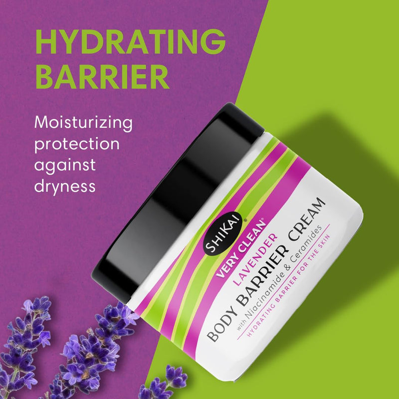 ShiKai Very Clean Moisturizing Body Barrier Cream (Lavender, 4.5 oz) | Hydrating Barrier for the Skin | With Niacinamide, Ceramides, Shea Butter Lavender