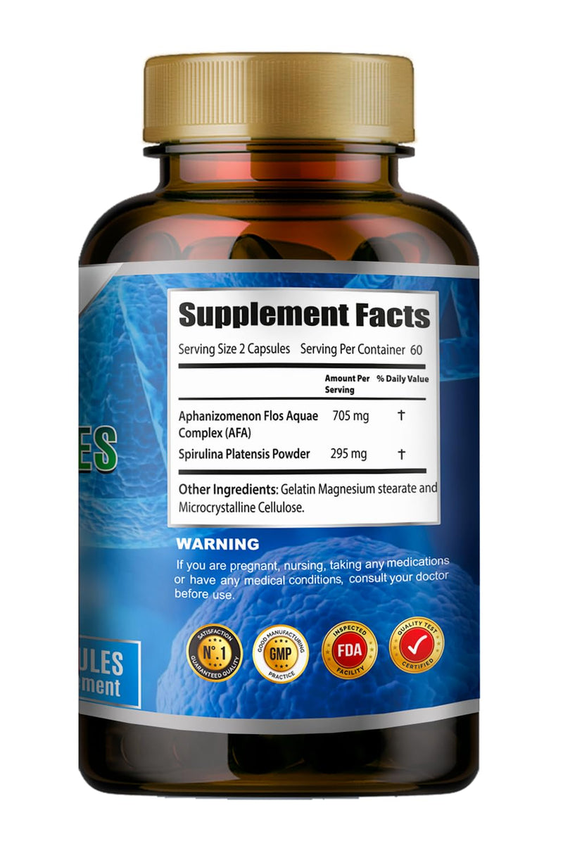 [Australia] - Celulas Madres AFA Stem Natural Cell 120 Capsules 1000 mg Blue Green Algae Non GMO Gluten Free Aphanizomenon Flos-aquae celula Madre suplement 
