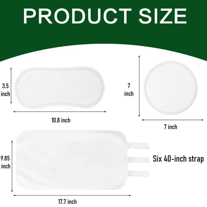 [Australia] - 4 Pcs Castor Oil Pack Wrap Organic Cotton for Stomach, Neck, Breast, Belly, Liver Detox, Reusable Castor Oil Compress and Pack Kit with with Six Adjustable Straps Raw White 