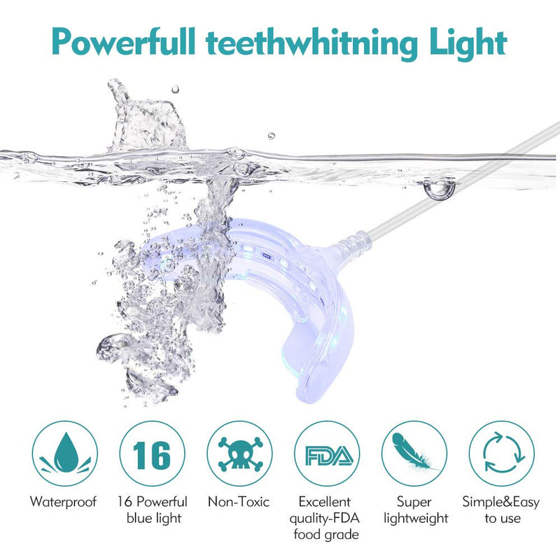 [Australia] - Teeth Whitening Accelerator Light, 16x More Powerful Blue LED Light, Mouth Tray Teeth Whitening Enhancer Light Trays Connected with iPhone/Micro-USB Android/USB for Home Use 