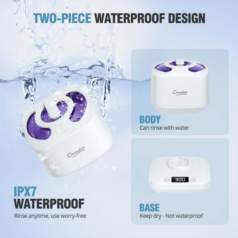 [Australia] - Ultrasonic Retainer Cleaner, Detachable 45kHz Retainer Cleaner Machine 3 Modes Dental Cleaning Pod with Visible Window Digital Timer for Mouth Guard, Dentures, Aligner, Braces, Jewelry - White 