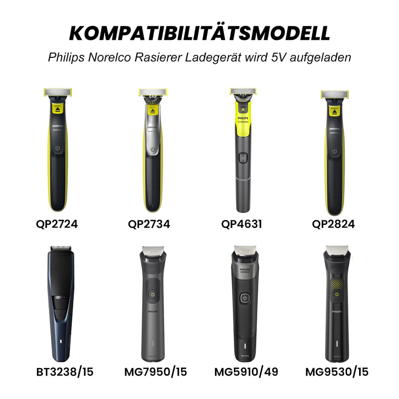 [Australia] - 5V charger charging cable for Philips Norelco shaver One Blade 360 QP2724 QP2734 QP2824 QP2834 QP4530 QP4631 MG7910 MG7930 MG7950 MG5910 MG9510 MG9520 X3001 power supply cable adapter USB 