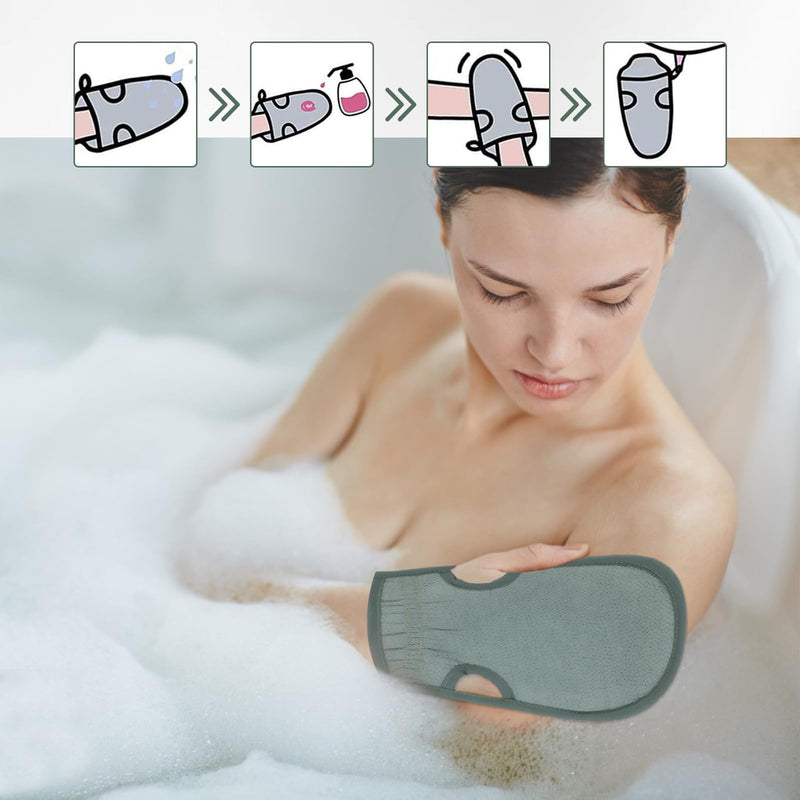 [Australia] - Pack of 4 peeling gloves, body peeling gloves, exfoliating gloves, hammam peeling gloves for hammam, sauna, shower, body peeling (Nordic green) 