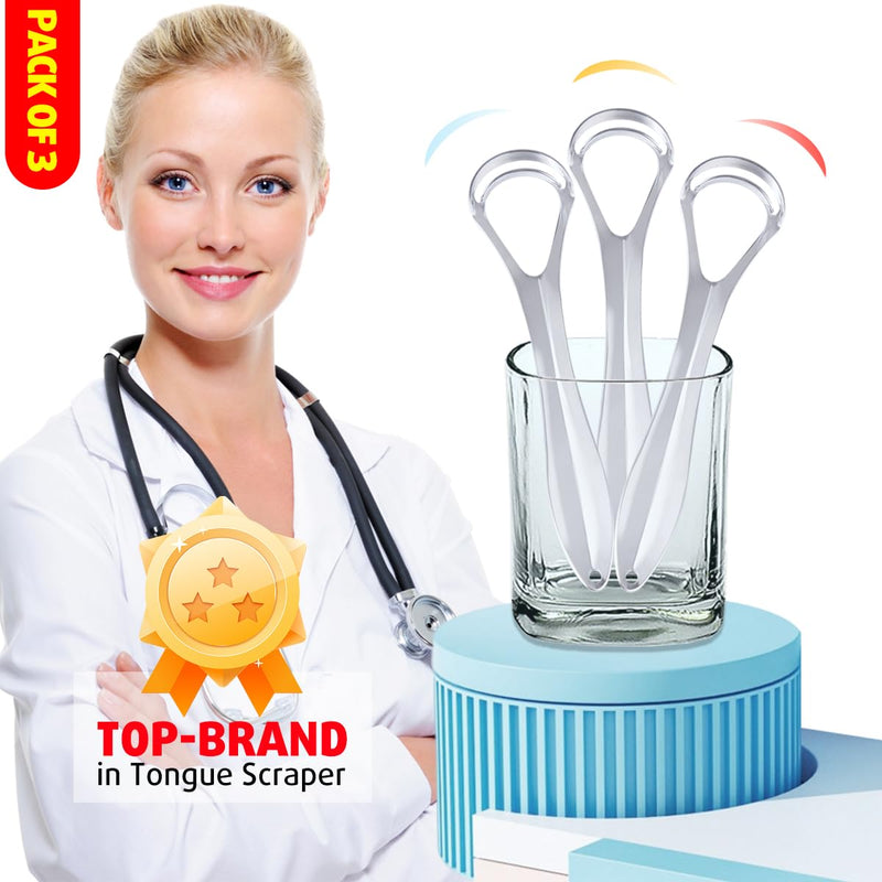 [Australia] - Tongue Scraper, Stainless Steel Tongue Scraper for Kids & Adults, Metal Tongue Scraper with Travel Case - 100% Remove Bad Breath - 3 Pack Tongue Scraper 3 Pack - Silver 