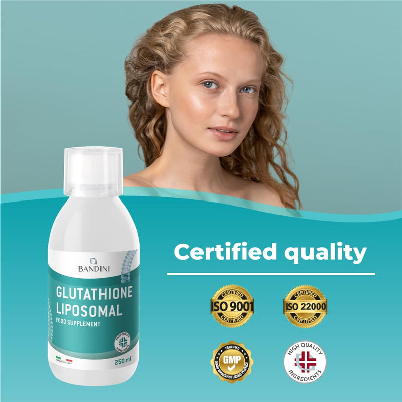 Bandini® Liposomal Glutathione Reduced | Oral Glutathion Liquid | L-Glutathione Setria® | 10x Better Absorption | Antioxidant & Anti-Aging Booster, Optimal Cell Protection | GMO-Free, Vegan | 250ml
