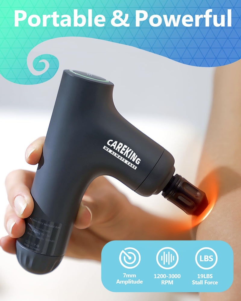 3-in-1 Detachable Massage Gun Deep Tissue with Extension Long Handle | Self back massage, back massager for pain relief, 3 handle styles, muscle massager for shoulder, neck, FSA-HSA eligible Grey