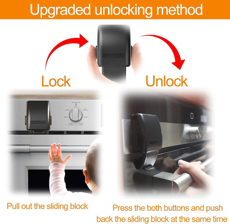 [Australia] - 2 PCS Oven Lock Child Safety, Baby Proofing Oven Lock Child Safety for Toddlers, Easy to Install Oven Safety Locks & Dishwasher Door Lock for Baby Safety C-Black 