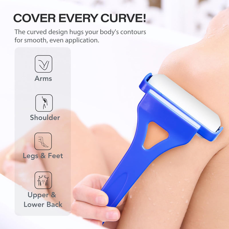 [Australia] - XUNE Lotion Applicator for Back & Body, Sunscreen Application Roller （3 Reusable Foam Rollers）with Long Reach Folding Handle - Apply Lotion, Moisturizer, Cream, Ointment, Self Tanner,Blue Blue 