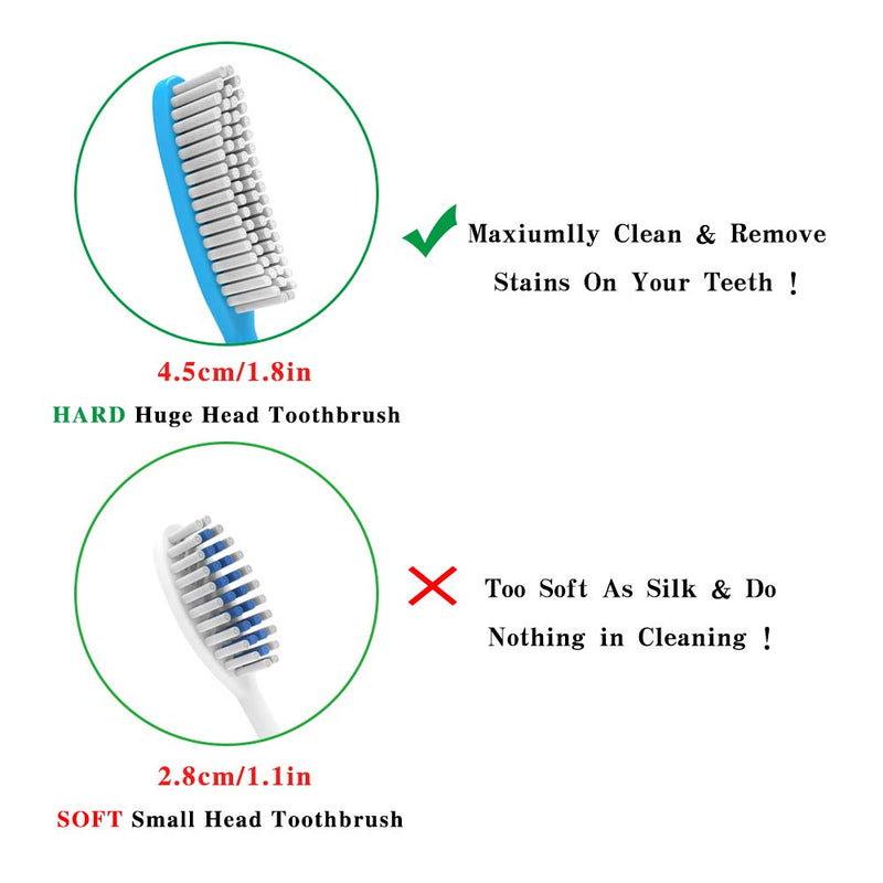 [Australia] - DR PEFECT Extra Hard & Firm Toothbrush BPA Free Large Long Head Whitening Teeth Pack of 4 