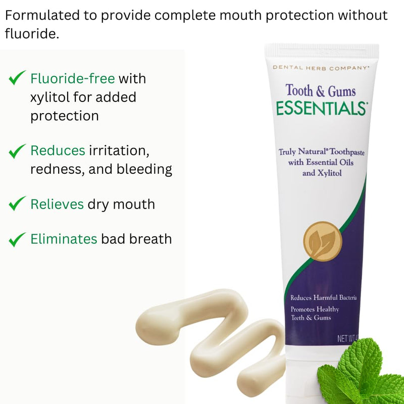 [Australia] - Dental Herb Company - Essentials Toothpaste - Truly Natural Fluoride-Free and SLS-Free - Superior Defense Against Bleeding and Irritated Gums, Dry Mouth, and Mouth sores. (4 oz.) 