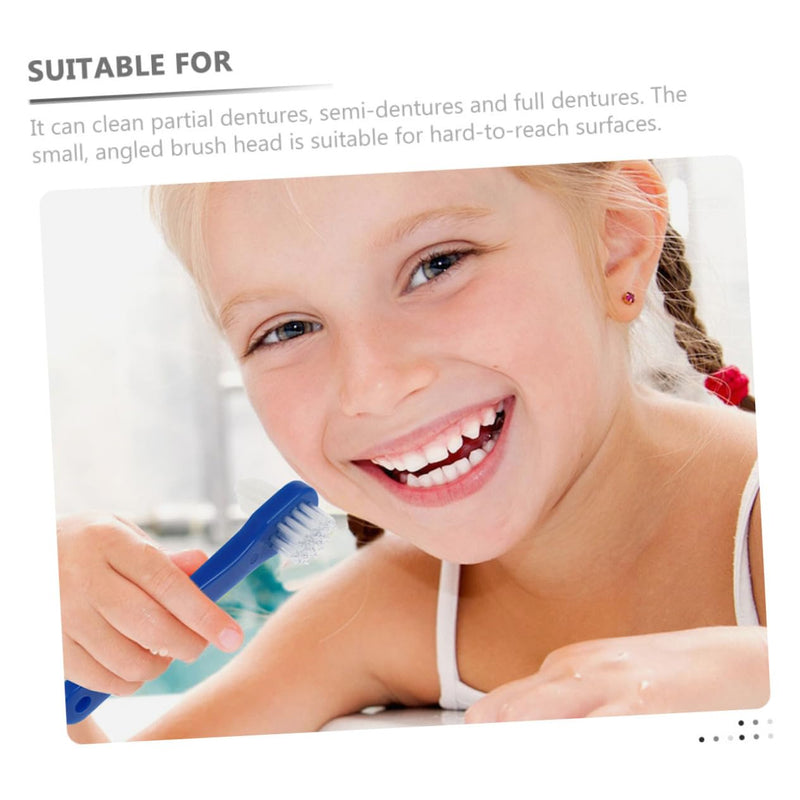 [Australia] - Healeved Pack of 4 Double Headed False Toothbrush Denture Care Brush Denture Toothbrushes Hard Toothbrushes for Adults Double Brush Head Sensory Toothbrush Dentures Braces 