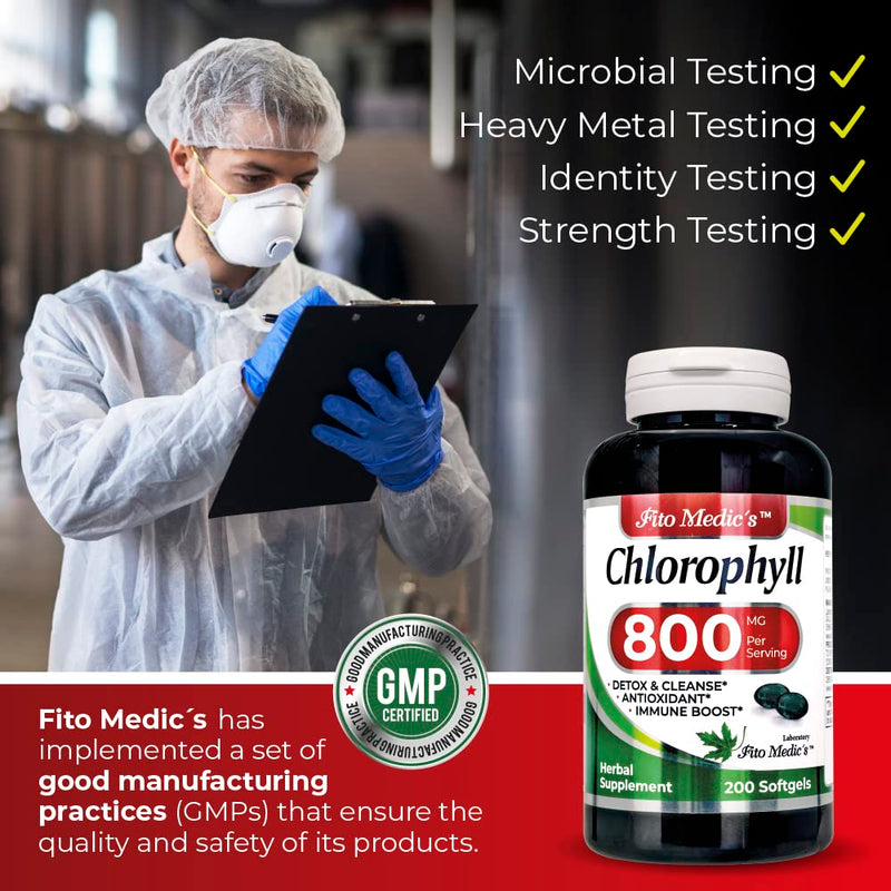 [Australia] - FITO MEDIC'S Lab - Chlorophyll - pure - 800 mg per serving- 200 Softgels - chlorophyll capsules -detox cleanse, greens supplements- chlorophyll pills - Ultra high Absorption. 