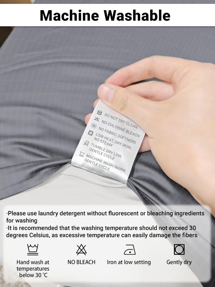 Grounding Pillow Cases Queen 10% Silver Grounding Pillowcases with Grounding Wire for Sleeping,Grey Grounding Pillow Cover (20x30Inch) gray