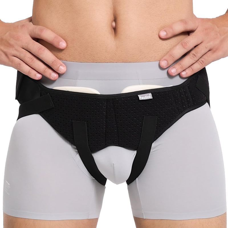 Inguinal Hernia Belt for Single/Double Hernia Support, Groin Hernia Truss for Men & Women Pain Relief with 2 Removable Compression Pads - Soft, Skin-friendly Fabric (Size S)