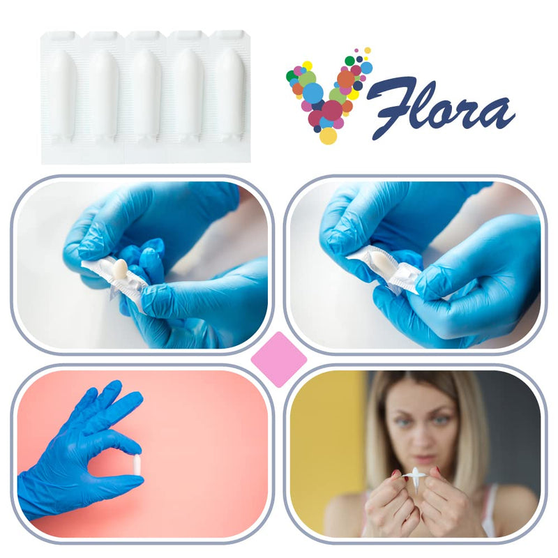 [Australia] - 5-Day Vflora (Lactobacillus crispatus + L. gasseri) to Balance Intimate Flora. Nourish and Nurture Good Flora for Skin Health. Ultra Potent 100% Natural Vegan (5 Suppositories) 