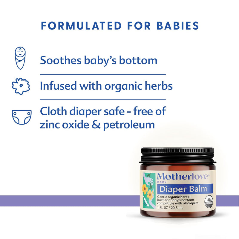 [Australia] - Motherlove Diaper Balm (4 oz) Organic Herbal Diaper Rash Cream‚ÄîCloth diaper Safe, Zinc Oxide- & Petroleum-Free 4 oz 