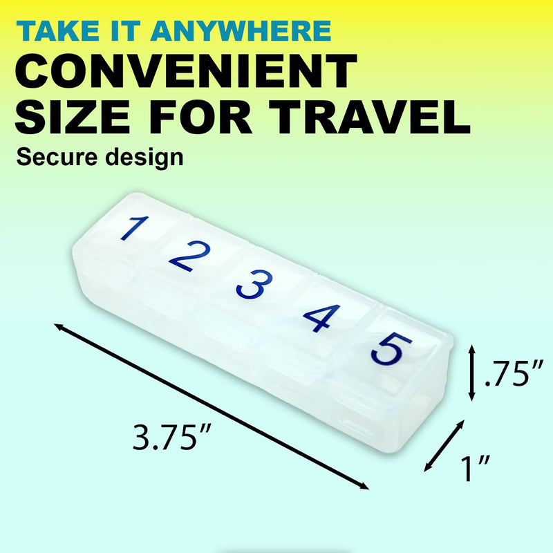 e-Pill Daily 5 Times A Day Pill Organizer, Vitamin and Medicine Pill Box - Clear