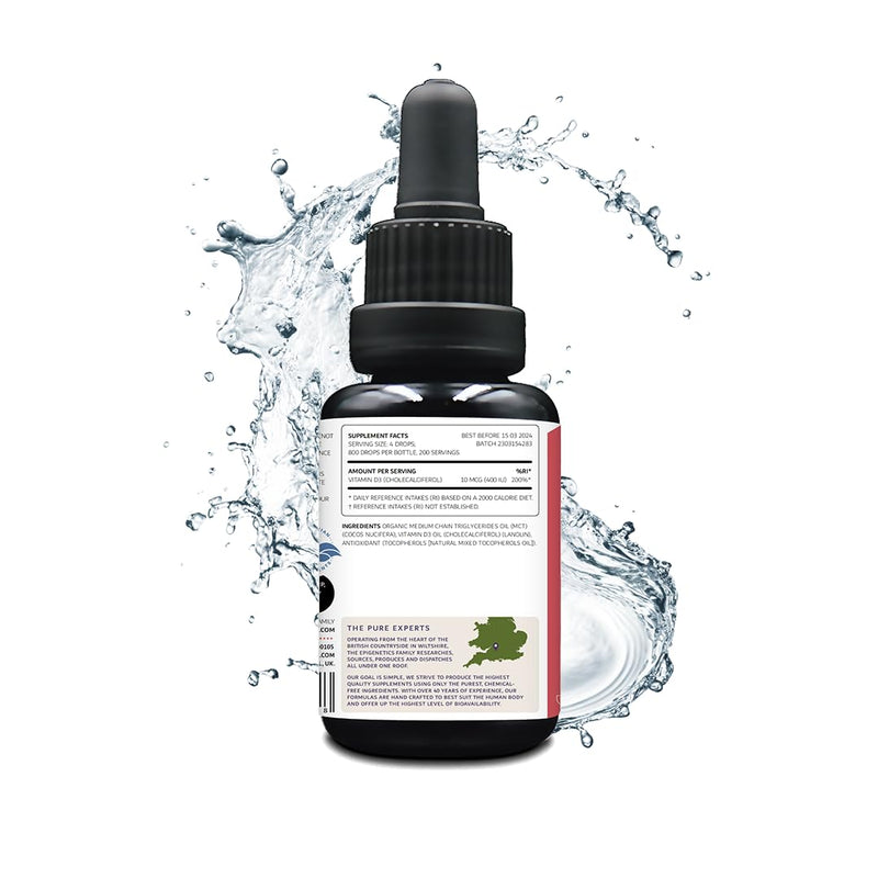 Baby Vitamin D Drops for Newborn, Kids, Toddler, & Children | 200 Servings | 30ml Vitamin D3 Immunity Supplement 0-11 Years | Sugar Free & Unflavoured | UK Made Vegetarian Liquid