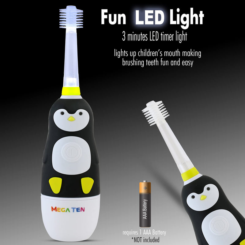 Brilliant Kids Sonic Toothbrush Characters – Kids Electric Toothbrush with Flashing Lights and Fine Bristles - Fun Brushing for Parent and Child, Ages 3-8 (Penguin) Penguin