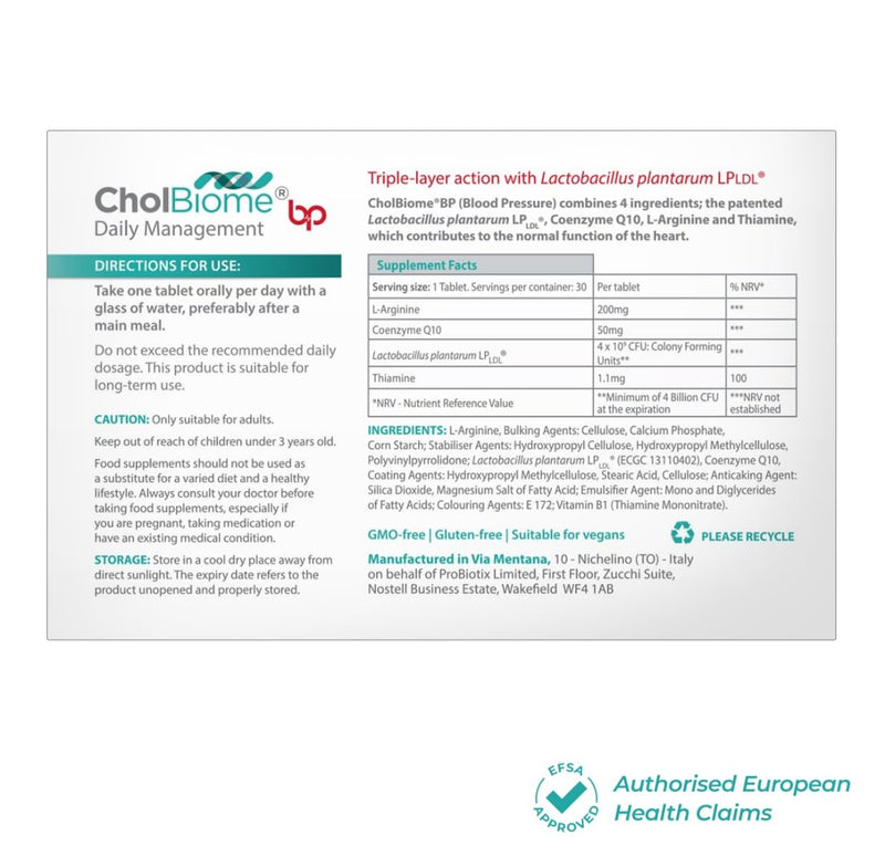 BP Tablets - 30 Tabs, 4 Billion CFU/Serving Source Capsules, Probiotic Blood Pressure Control Supplement, Helps Lowering Cholestrol, Probiotics for Gut Health