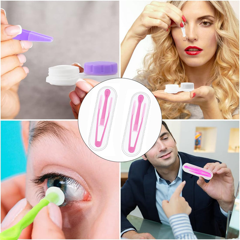 [Australia] - 2-in-1 contact lens set: tweezers, suction cup, remover & inserter made of silicone including storage case in red - comfortable, hygienic and practical. 