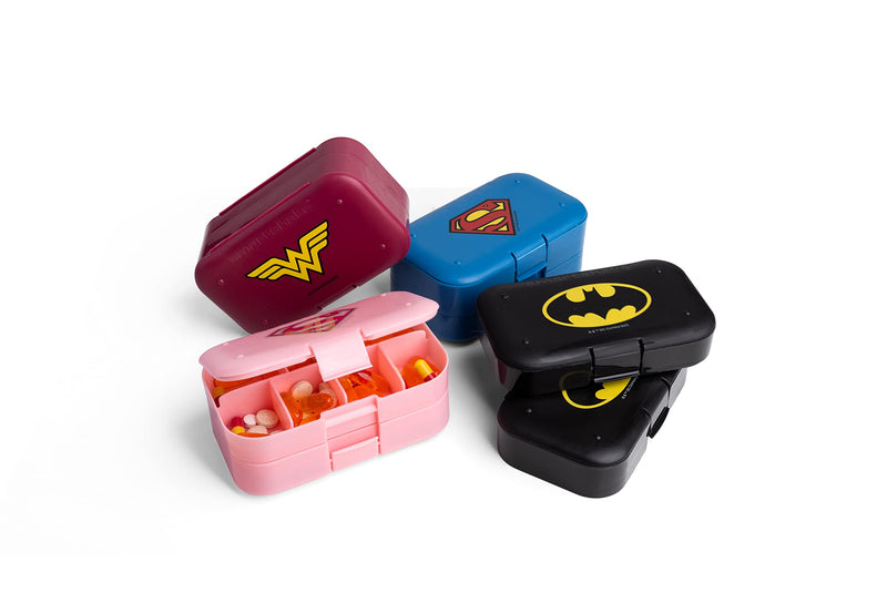 Smartshake DC Comics 2-Tier Pill Organizer, 7-Days Weekly Pill Organizer with 5 Extra Compartments, Portable Size, BPA-Free Pill Box for Travel, Vitamin & Supplements, Medicine Organizer - Superman