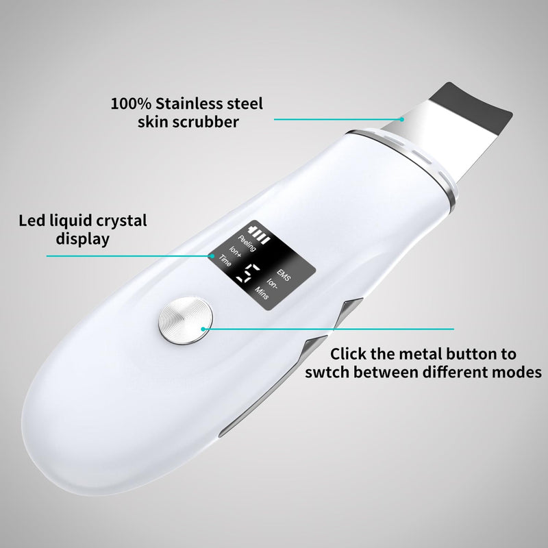 Face Scrubber Skin Spatula - Blackhead Remover Deep Cleansing Tool for Pore Extraction, 4-in-1 Fast Charging Dock Blackhead Remover Face Spatula for Facial Skincare Women Gift (White) White