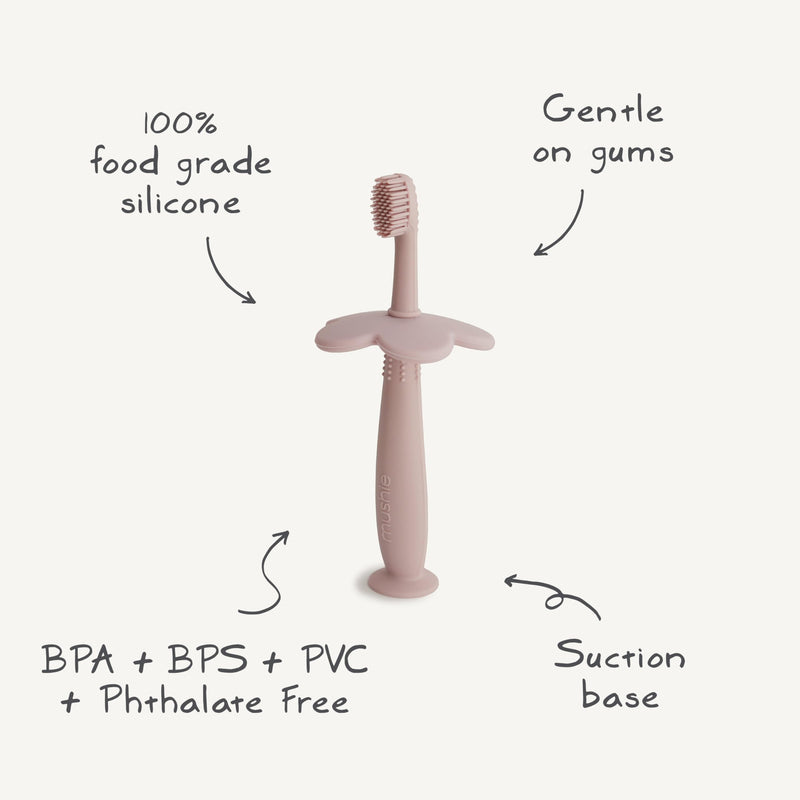 [Australia] - mushie Flower Toddler Training Toothbrush (Soft Lilac) Flower (Soft Lilac) 
