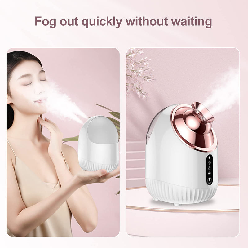 [Australia] - Facial Steamer - Nano Ionic Facial Steamer with Cold&Warm&Hot Mist,240ml Large Water Tank,Small Face Humidifier,White White 