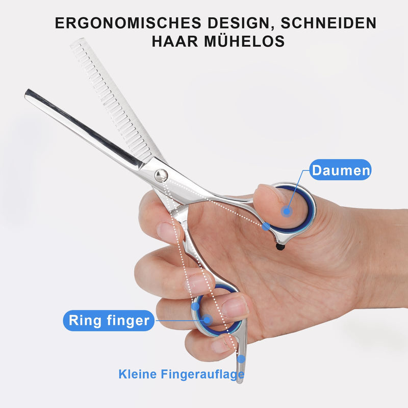 [Australia] - Haircut Scissors and Thinning Scissors, 6.5in Professional Stainless Steel Hairdressing Scissors with Sharp Blades, Ergonomic Hairdressing Scissors for Men Women Children and Pets Hair 
