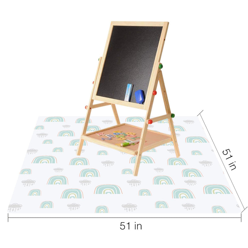[Australia] - Splat Mat for Under High Chair/Arts/Crafts by CLCROBD, 51" Baby Anti-slip Food Splash and Spill Mat for Eating Mess, Waterproof Floor Protector and Table Cloth (Rainbow dreams) Rainbow Dreams 