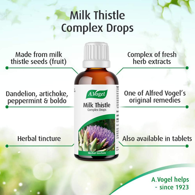A.Vogel Milk Thistle Complex Drops 100 ml | Liquid Herbal Supplement with Milk Thistle + Artichoke, Dandelion, Peppermint & Boldo | Convenient Dropper for Daily Use 100 ml (Pack of 1)