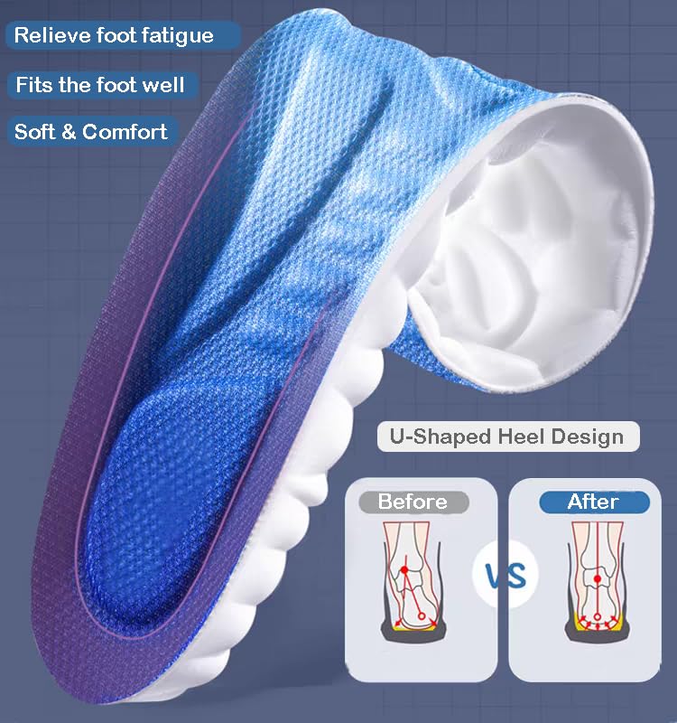 [Australia] - SOLO ACTFIT Comfort Sports Insoles Shoes Soles Women Men Orthopedic Insoles Foot Pain Relief Plantar Fasciitis Flat Feet Soles Shoes Insoles Soft Cushioning Hiking Shoes Blue 41-42 