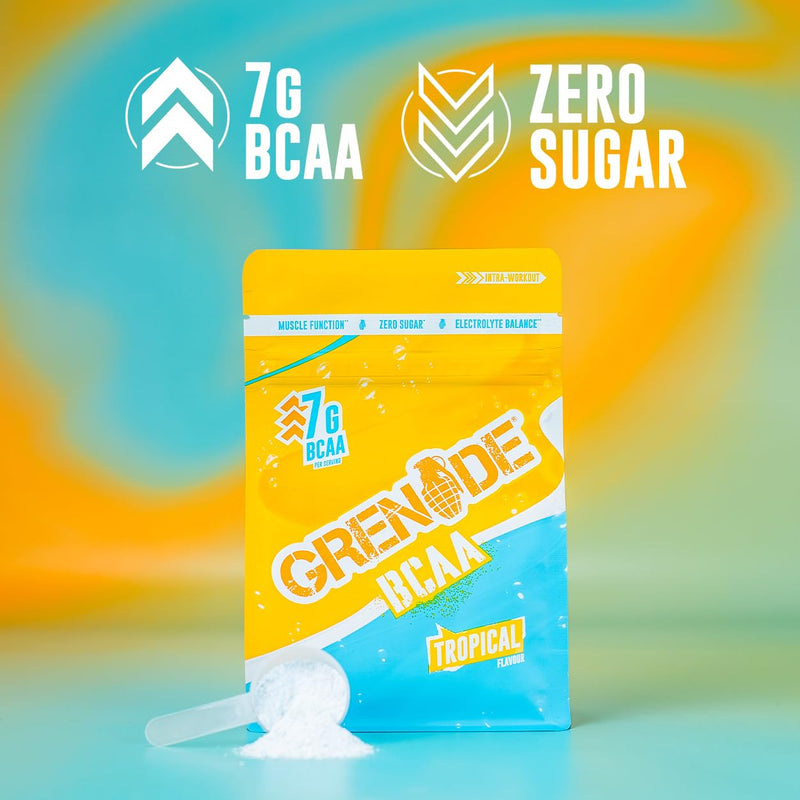 Grenade BCAA Intra Workout Powder Zero Sugar Drink Packed with Amino Acids Including B-Vitamins, Magnesium & Glutamine (30 Servings) - Tropical, 390 g (Pack of 1)