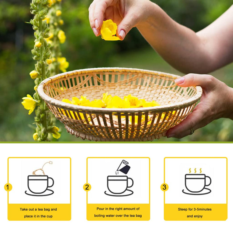 [Australia] - LYCKLIGA - Mullein Leaf Tea, Mullein Herbal Tea for Lung Detox, Mullein Tea for Healthy Respiratory and Bronchial Function (15 Tea Bags) 