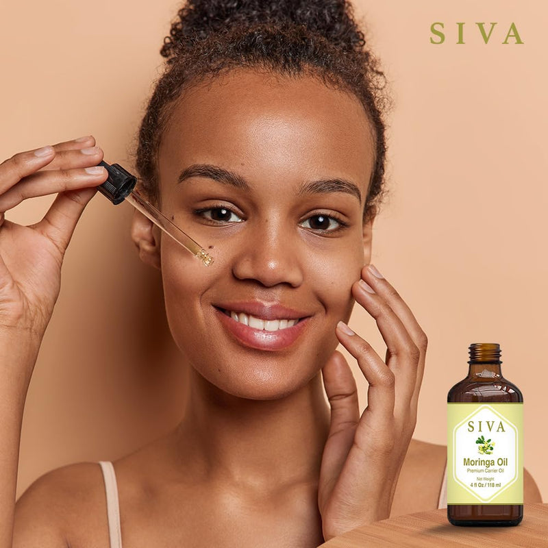[Australia] - Siva Moringa Carrier Oil 4oz (118 ml) Premium Carrier Oil with Dropper for Skin Care, Hair Care, Scalp Massage & Body Massage 