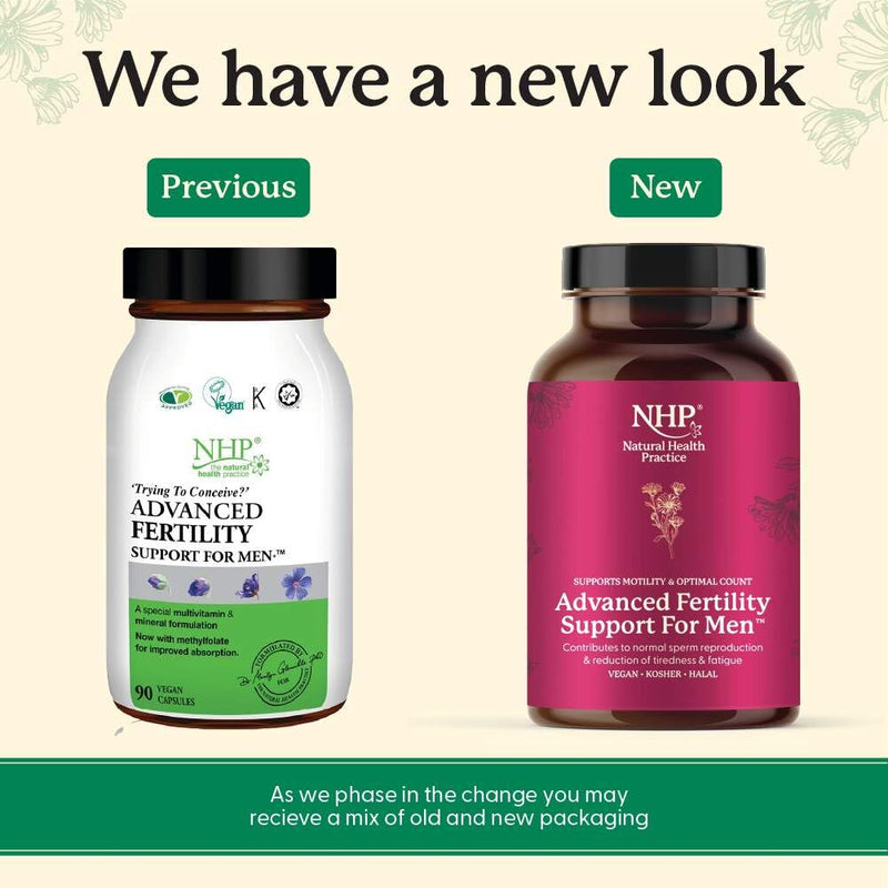 NHP Advanced Fertility Support for Men – Vegan Supplement - Zinc, Selenium, CoQ10, L-Carnitine, L-Arginine, Methylfolate & Vitamin D3 to Support Sperm Health, Motility & Conception – 90 Capsules