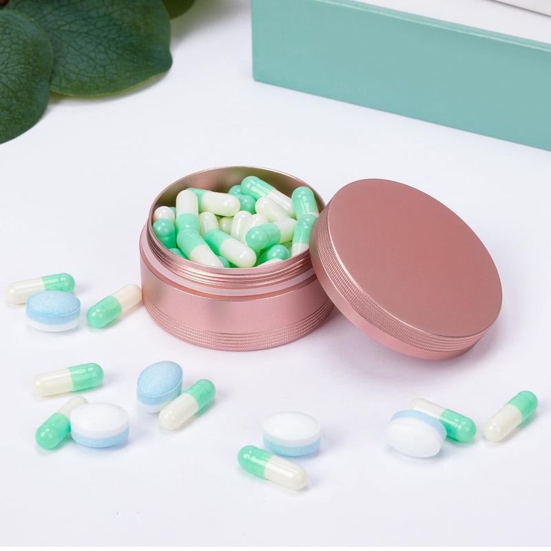 Portable Pill Box Metal Pill Case - Travel Pill Container for Pocket Purse | Single Waterproof Aluminium Alloy Round Daily Pill Organizer to Hold Vitamins, Fish Oil, Medicine Medium Size M