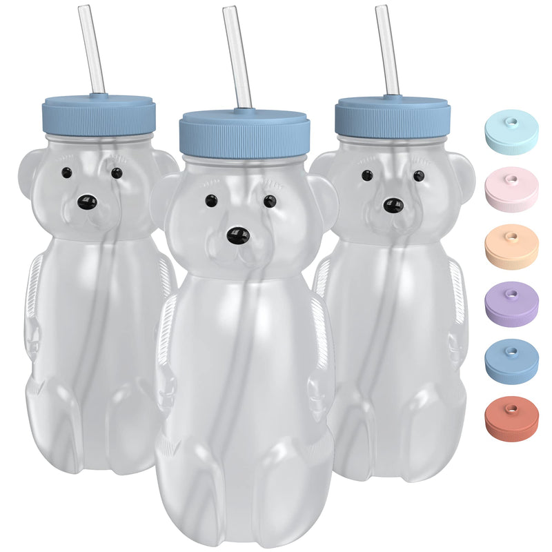 [Australia] - Honey Bear Straw Cup for Babies 3 pack;8oz straw bear cup with improved safety lid design; honeybear baby cup straw; honey bear cup; honey bear bottle.Straw learning therapy cup(Blueberry Pie-BLUE) Blueberry Pie- BLUE 