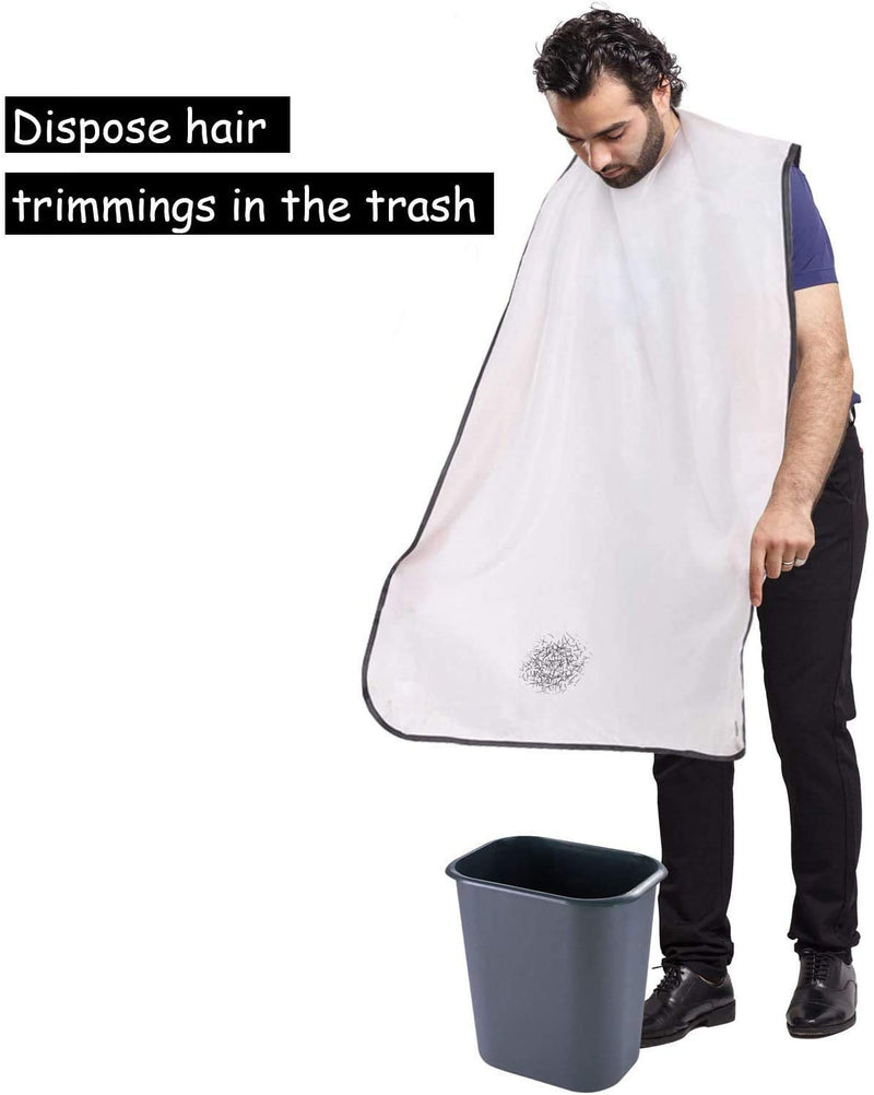 [Australia] - AEESRRU Beard Shaving Bib, Beard Apron for Men, With Suction Cups, Beard Apron for Beard Design, Beard Apron for Husband, Father's Day, Boyfriend (White) White 