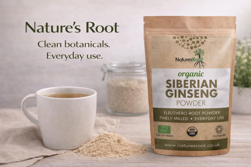 Natures Root Organic Siberian Ginseng Powder 500g - Boost Stamina & Immunity | Vegan | Non GMO | Raw 500 g (Pack of 1)