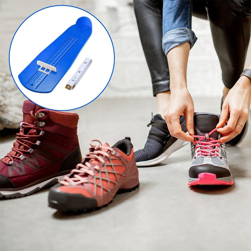 [Australia] - Foot measuring device, shoe size EU sizes 15-48, foot measuring device, shoe sizer for children, children's adult shoe measuring device, shoe size chart, for women and men children's feet, with tape measure, blue 