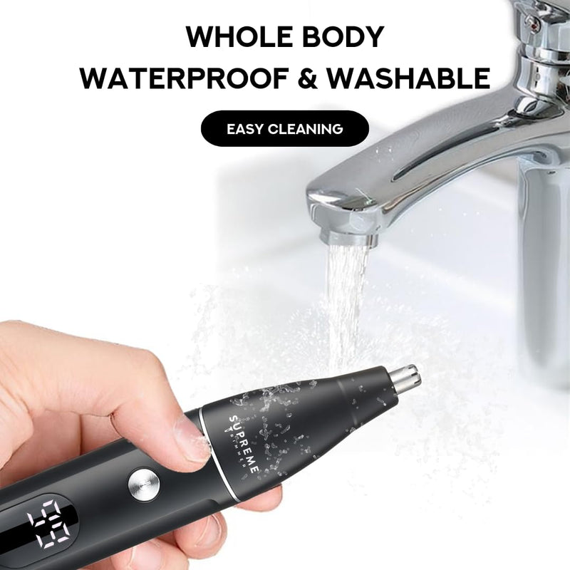[Australia] - Supreme Trimmer All-in-One Waterproof Multigroomer for Men | Beard, Body, Pubic & Nose Hair Trimmer Kit | No-Nick LCD Grooming Clippers, Rechargeable Full Body Shaver | SMG3030 Black 