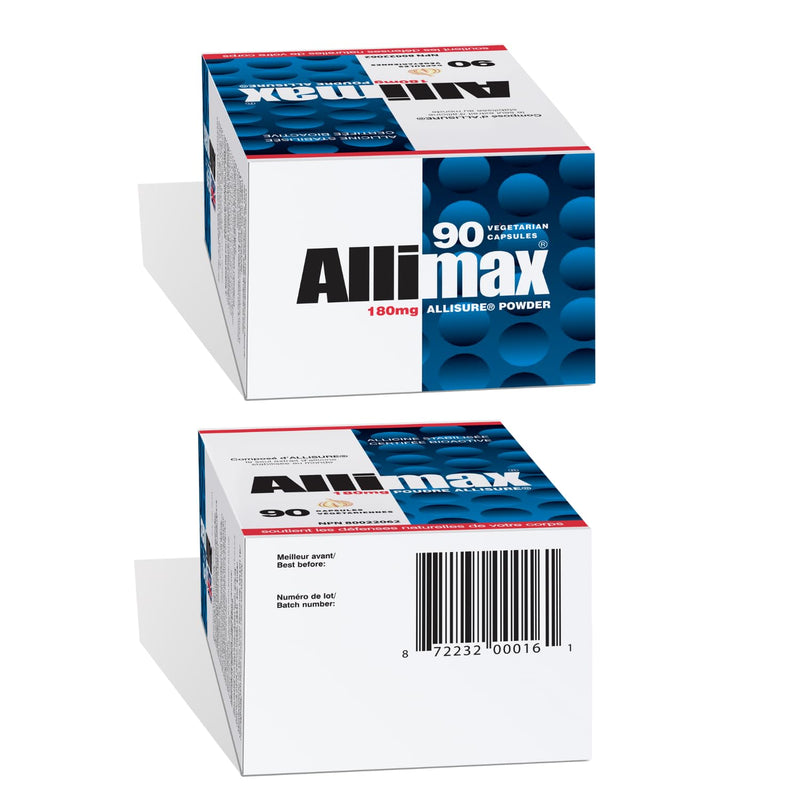 [Australia] - ALLIMAX 180mg 90 Capsules. Allicin Garlic Supplement to Support Your Body’s Immune Function. Contains Stabilized and Potent Bioactive Allicin, Extracted from Clean & Sustainable Spanish Grown Garlic. 