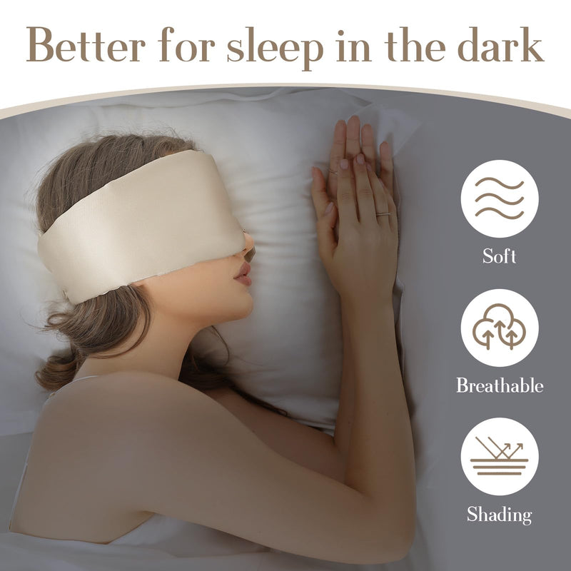 [Australia] - 100% Mulberry Silk Sleep Mask Eye Mask for Women Man with Adjustable Band, for Side Sleeper Blackout Sleep Mask for Travel Rest and Office Large Size (Taupe) Taupe 