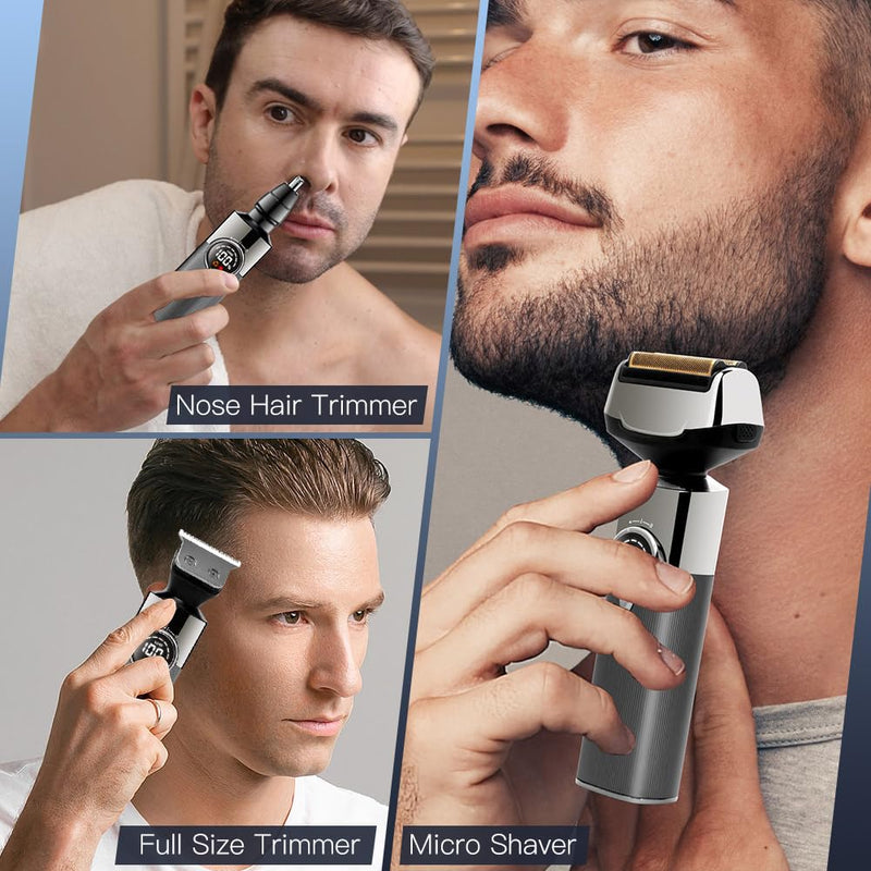 [Australia] - Solimpia Electric Shaver Set 3 in 1 Multigroomer Beard Trimmer T-Blade Trimmer Hair Clipper Men's Hair Trimmer Nose Hair Trimmer Precision Trimmer Groomer IPX7 Waterproof Rechargeable 