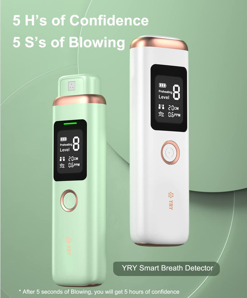 [Australia] - YRY Smart Breath Odor Detector, Portable Halimeter for Bad Breath, Precise MEMS Sensor, 32-bit CPU, Auto Calibration, 30-Day Rechargeable Battery 